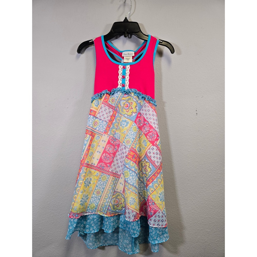Jona Michelle Boho Patchwork High-Low Racerback‎ Summer Dress Size 7